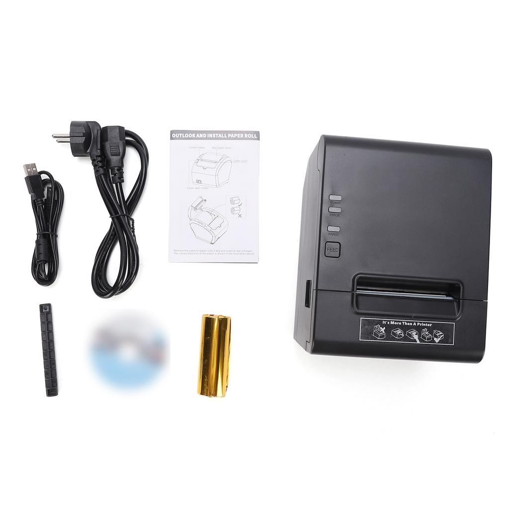 80mm Thermodrucker für Kassenbons Desktop-Drucker mit Automatikschneider Hohe Geschwindigkeit 260mm/s USB+WIFI Unterstützung Wandmontage