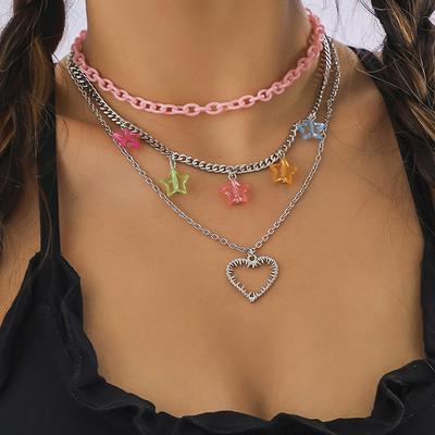 Nový dutý korejský náhrdelník Sweet Love Heart Choker Prohlášení Přítelkyně dárek Roztomilý bicolor náhrdelník Šperky Collier Femme