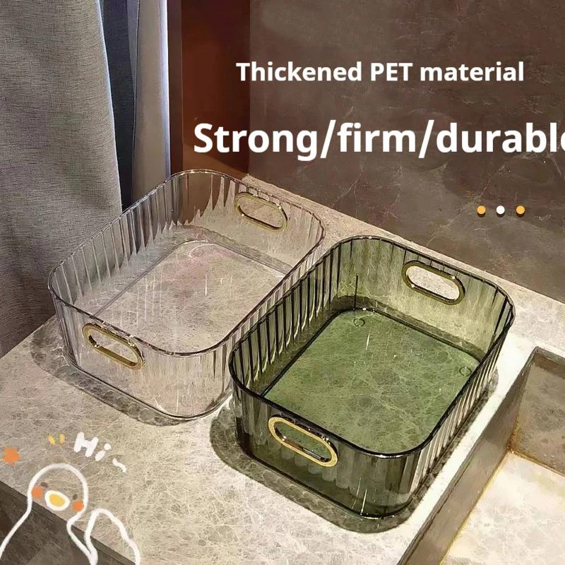 Luxury Pet Desktop Makeup Storage Box Acrylic Cosmetic Organizer Skin Care Miscellaneous Tea Table Snack Storage Basket