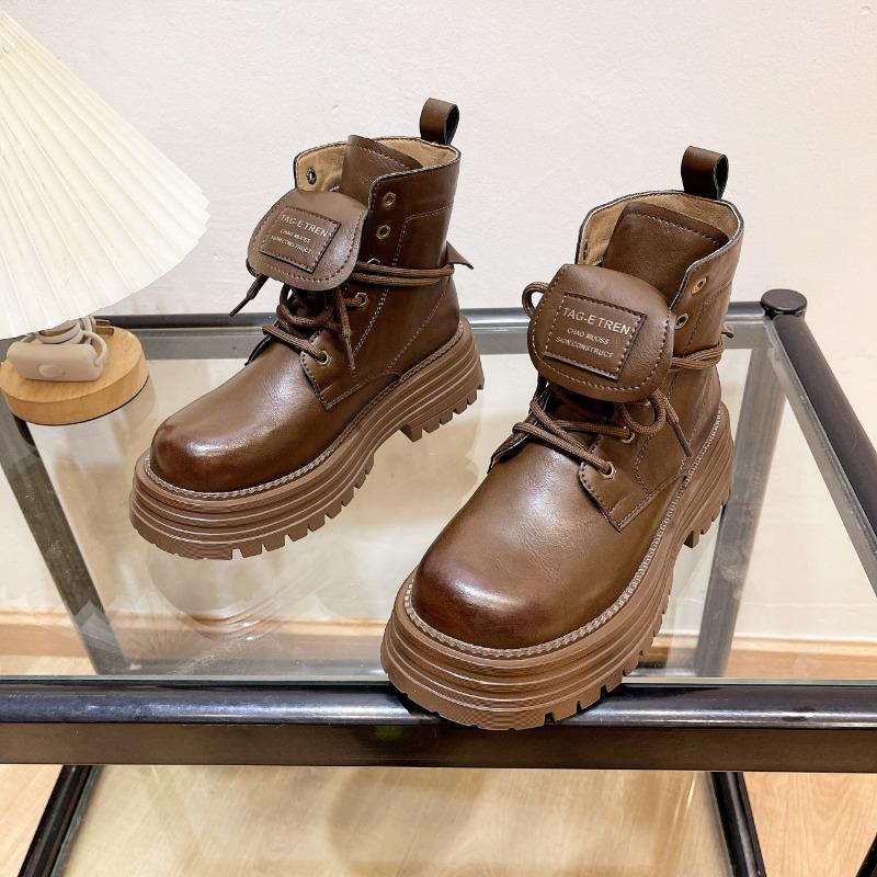 

Осенняя мода толстая подошва шлепанцы ботинки Мартина женская мода корейская версия короткие ботинки женская обувь 40 коричневый