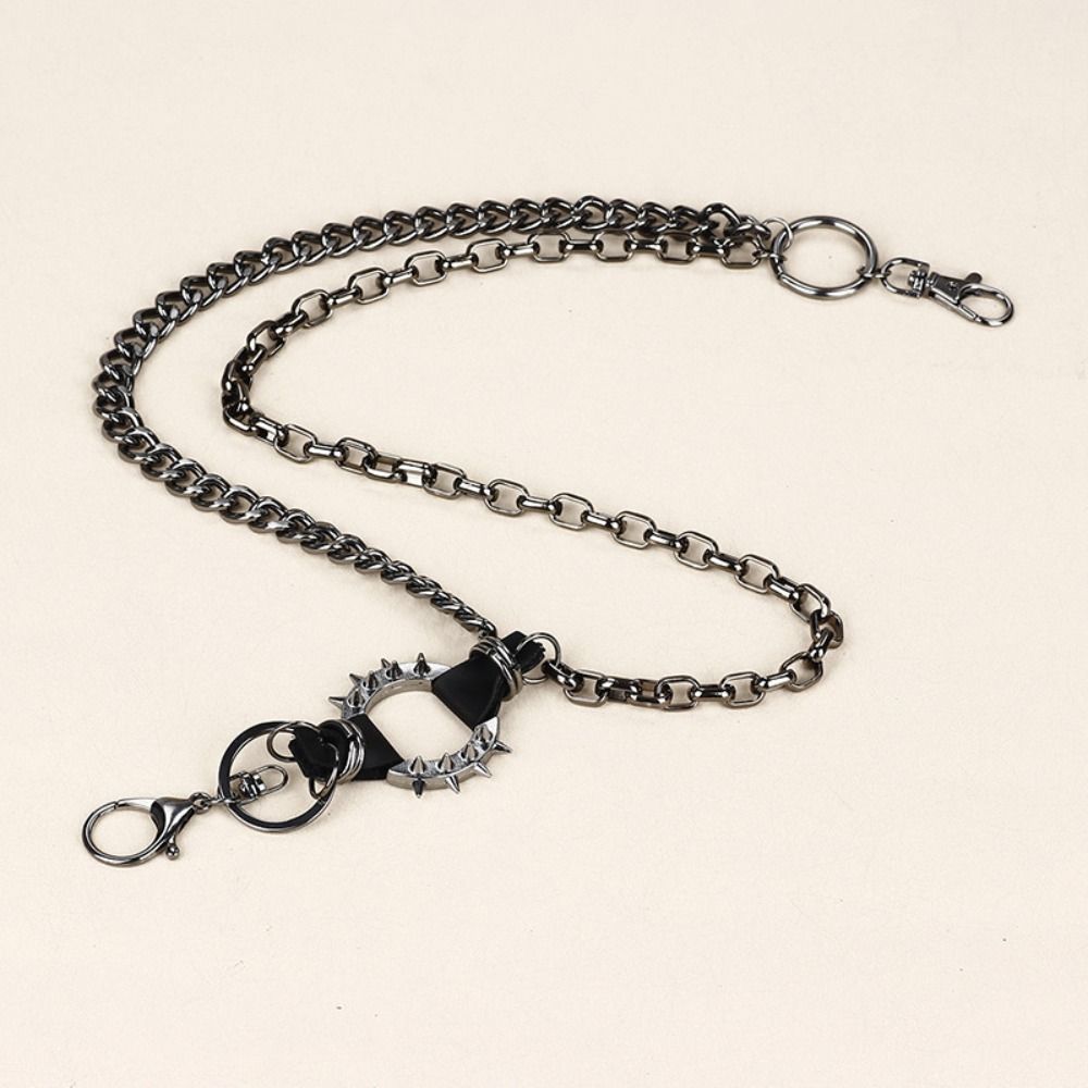 Y2KRetro Layered Pendant Pant Chain Women Man Keychains for Egirl eBoy Harajuku Metal Punk Rock Hip Hop Waist Chain Wallet Chain