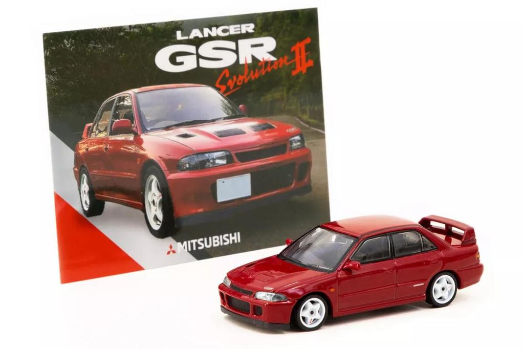 Tarmac Works Mitsubishi Lancer GSR Evolution II Red Trading Card Included Tarmac Works Lancer Evolution Mini Car 1/64 [Item]