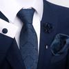 Brown Paisley Men's Tie, Pocket Square, Cufflinks & Boutonniere Set for Business Formal Wear.