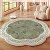 Cream Style Carpets for Living Room Flowers Bedroom Decor Carpet Fluffy Soft Green Irregular Lounge Rug Home Thicken Floor Mat