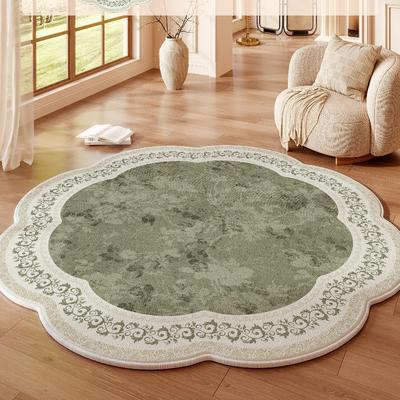 Cream Style Carpets for Living Room Flowers Bedroom Decor Carpet Fluffy Soft Green Irregular Lounge Rug Home Thicken Floor Mat