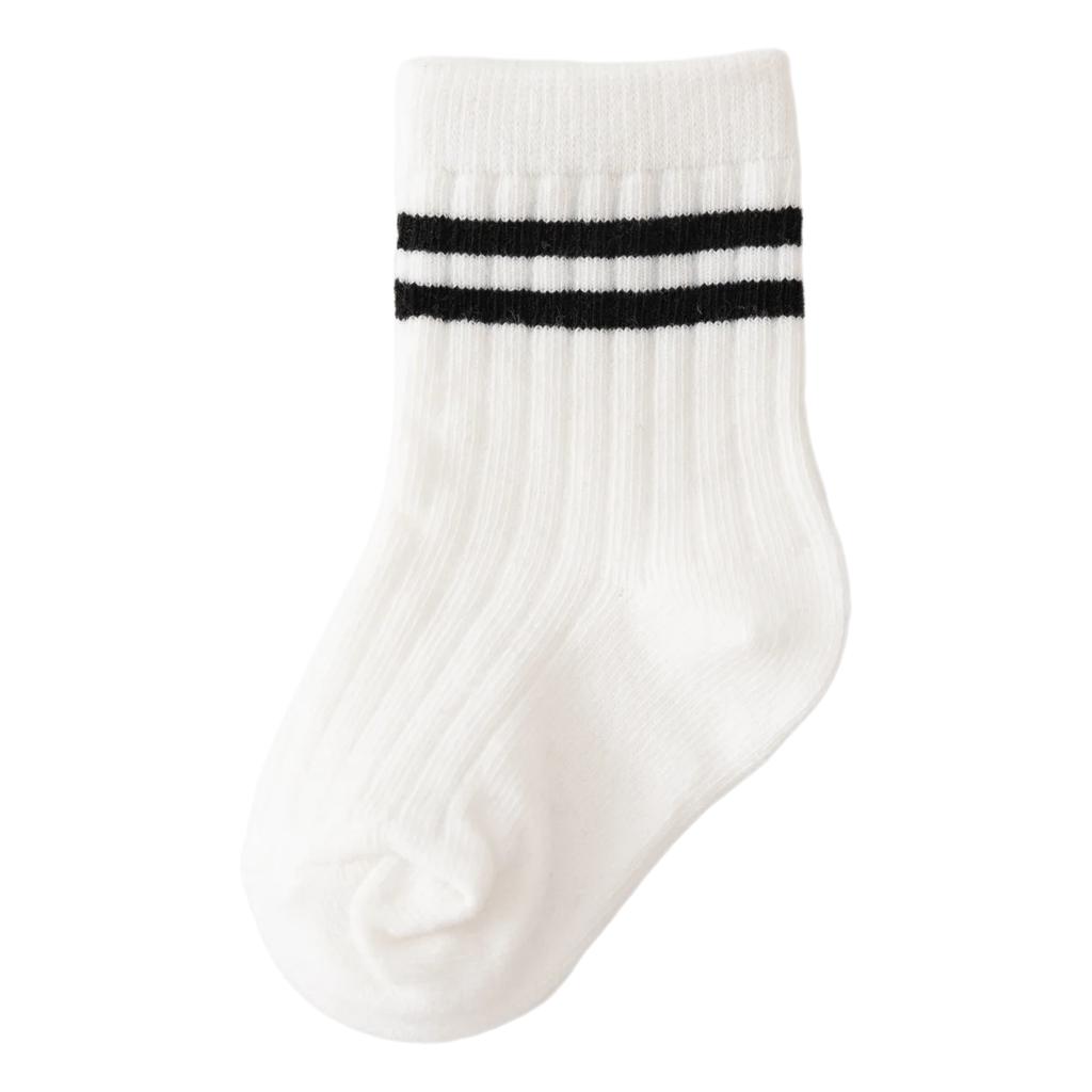 Baby Boys Crew Socks Autumn Children Boys Striped Thick Cotton Short Sock White Elementary Student Socks Infant Boys Ribbed Sock