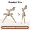 4 Foldable Dining Chairs, Solid Wood, Comfortable and Breathable, Suitable for Dining Room, Living Room, Café, Modern Style, Linen, Grey