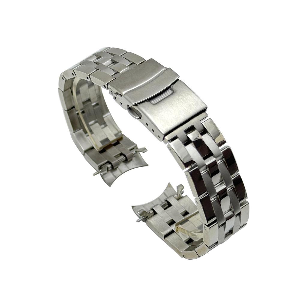 Braccialetto in Acciaio Inossidabile Solido a Cinque File per Orologi Seiko, con Chiusura di Sicurezza e Estremità Curve - 20mm/22mm