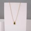 Emerald-Inlaid Zircon Stainless Steel Necklace, 18K Gold Plated, Retro INS Style, Light Luxury, Elegant Jewelry.