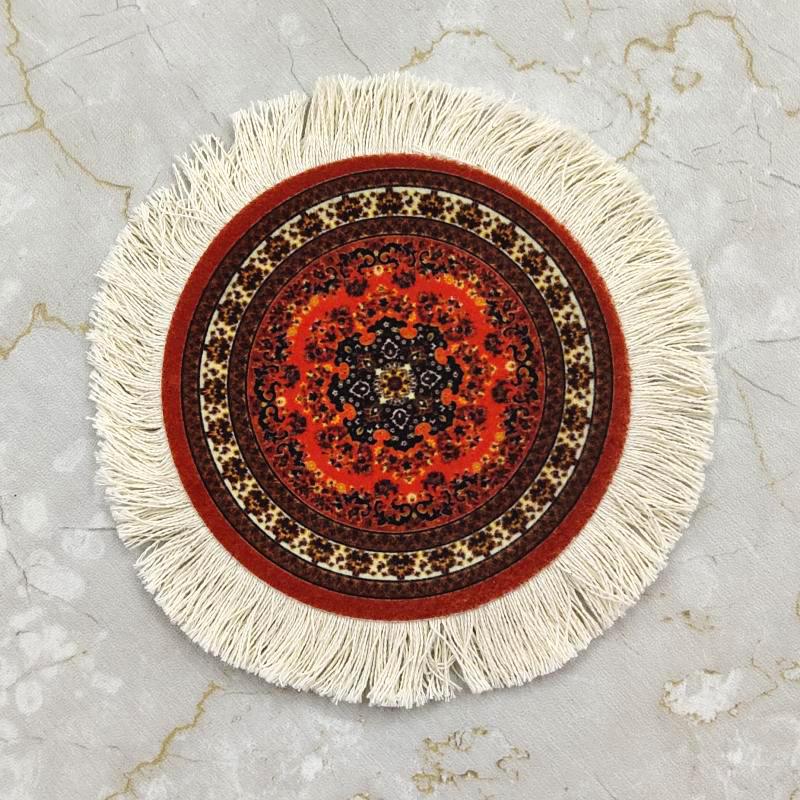 1PC Multi-Use Heat-Resistant Coaster Artisanal Round Durable Mat Non-Slip Ethnic Style Bohemian Coffee Washable 10cm