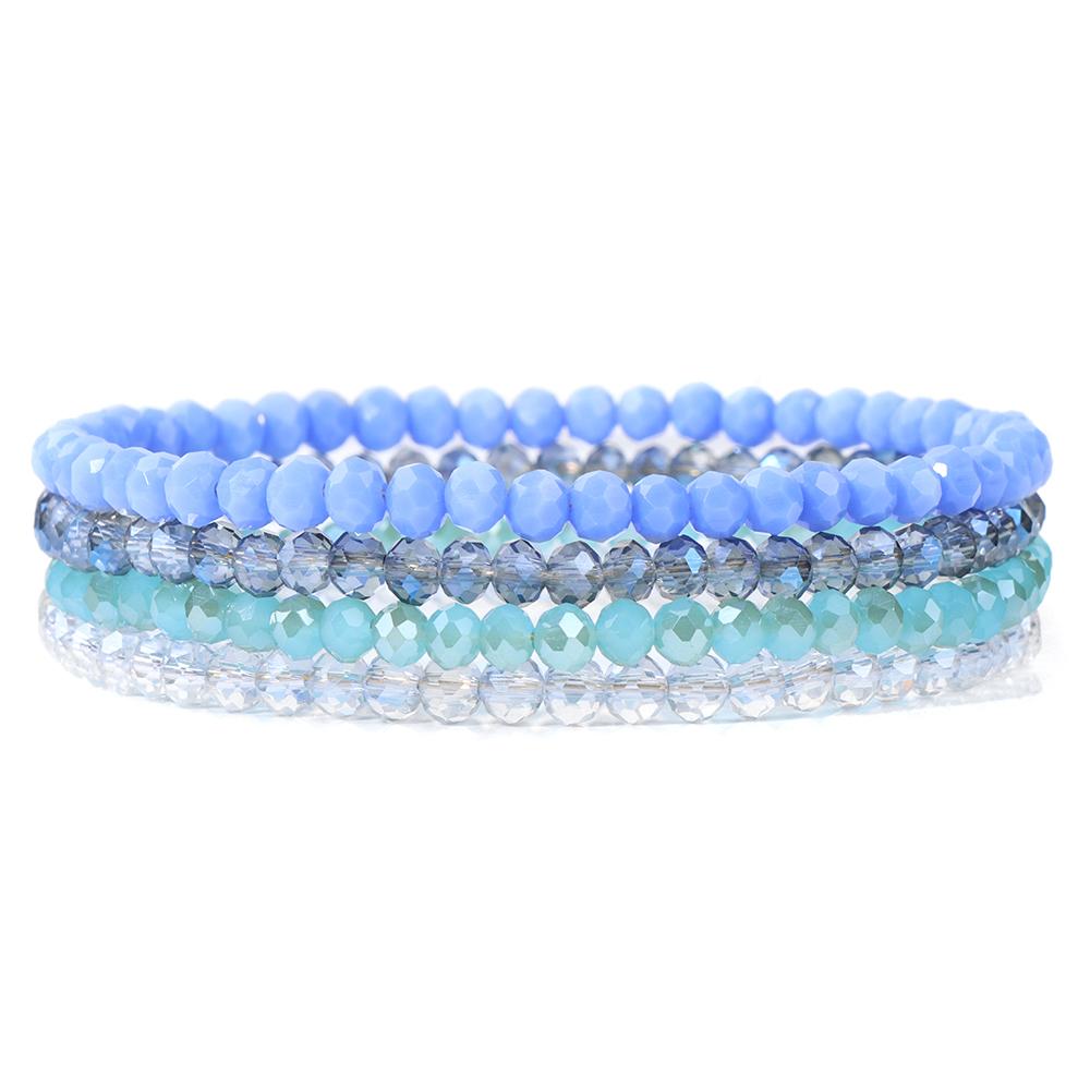 Set da 4 Pezzi Braccialetti Elastici con Perline di Cristallo Lucido Bohemien Facettati Colorati Braccialetti con Perline di Vetro di Cristallo Set di Braccialetti per Donne