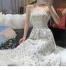 Gentle wind coffee break suspender dress women's summer new thin temperament high-end floral long skirt