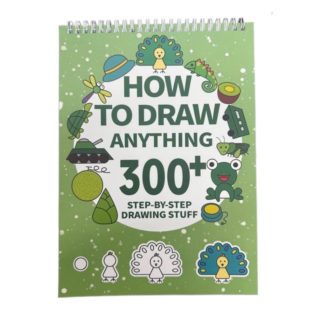 New Step-by-Step Drawing Book 300+ Steps Beginner-Friendly Art Learning Book Green Cover Painting Book Creative Development