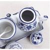 123Arts Blue and White Ceramic Small Tea Pot Retro Flower Teapot Water Pot Coffee Pot with Lid, 500ml,16.5oz