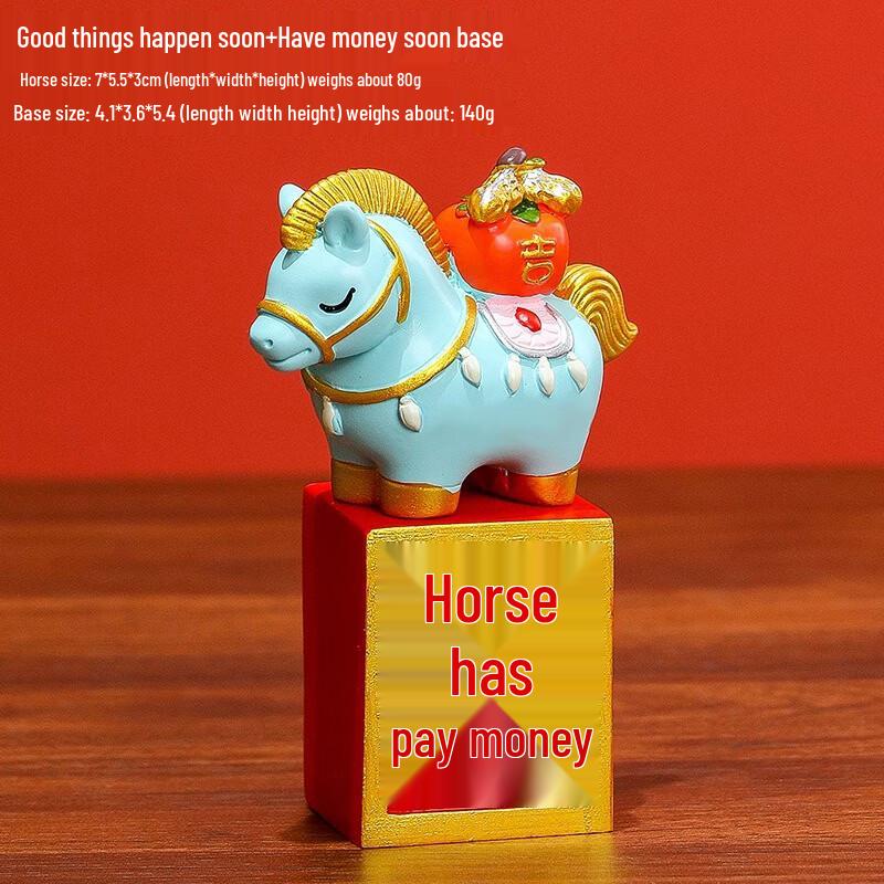 Guochao Style Resin Horse Prosperity Desk Ornament