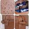Men Leather Wash Bag Travel Business Trips Portable Cosmetic Bag Large Capacity Multi Pocket Design Handheld Leather Wash Bag