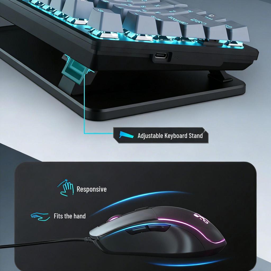 Custom Luminous Wired Mechanical Keyboard & Silent Gaming Mouse Set
