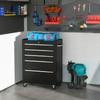 5-Drawer Tool Chest, Lockable Steel Tool Storage Cabinet with Wheels and Handle Tool Box for Garage, Workshop, Black