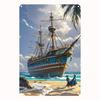 Nautical Ship Metal Wall Art Iron Pirate Tin Sign Waterproof Vintage Maritime Decor for Home Cafe Bedroom  Set Sail