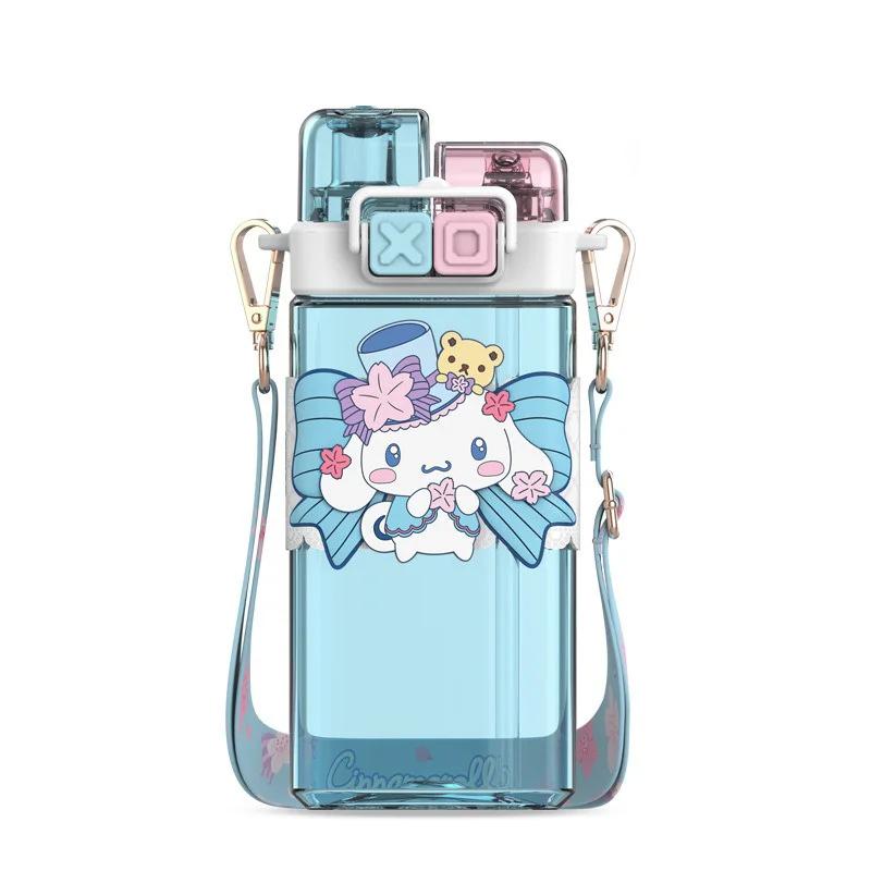 

520 мл Sanrio Hello Kitty Пластикова пляшка Подвійна чашка-поїлка My Melody Студентська мультяшна пляшка для води Kuromi Tritan Чашка для води для дітей 520ml