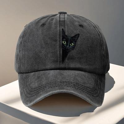 Womens Baseball Cap with Peeking Black Cat Adjustable Snapback Hat Lightweight NonStretch Fit Appropriate for Any Season