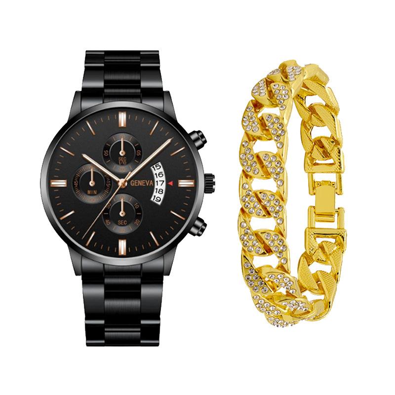 Watch Calendar Steel Strap Watch Men'S Large Dial Quartz Watch Men'S Suit
