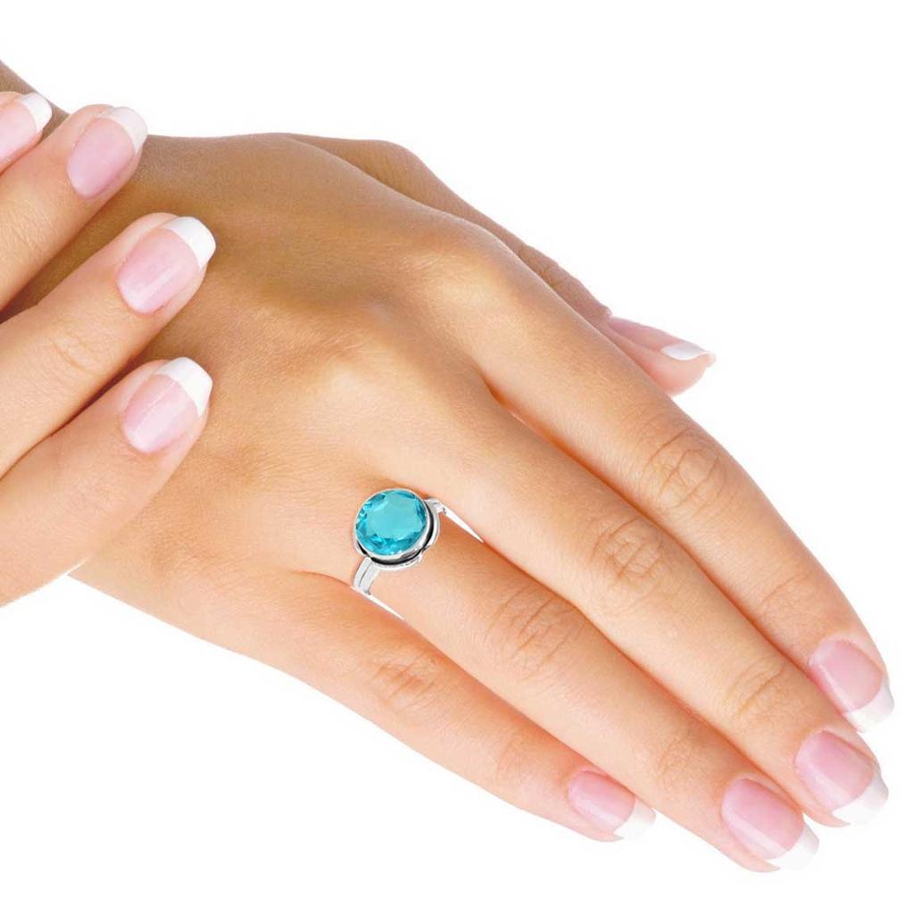 Bague en Argent Sterling 925 Femme Pierre Précieuse Bijou Fait Main Cadeau Halloween Améthyste Saphir Topaze Bleue Citrine Émeraude Iolite Péridot Rubis Costume