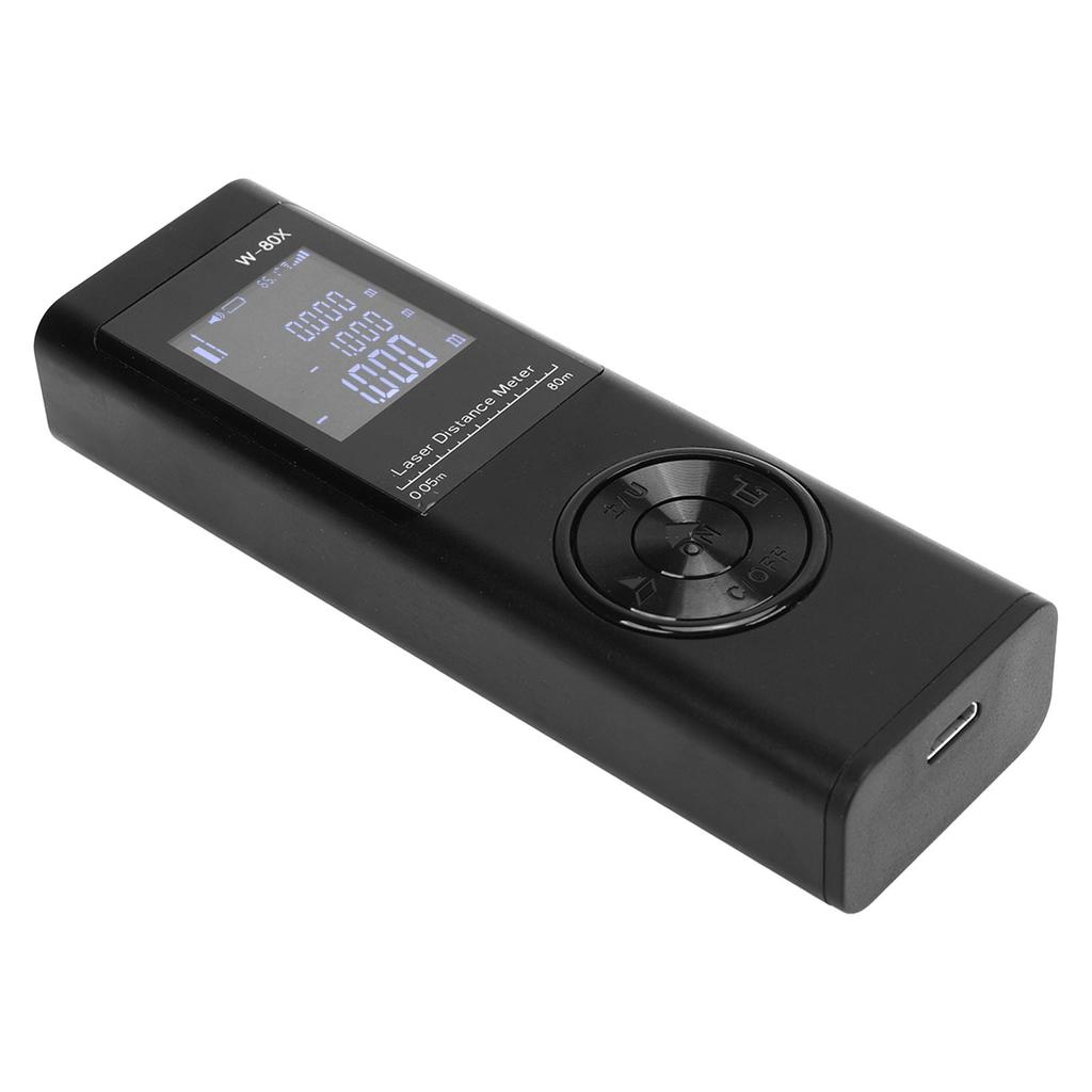 Laser Distance Meter 80meter Rechargeable Mini Portable Pocket Measurement Tool with Backlit Display Black