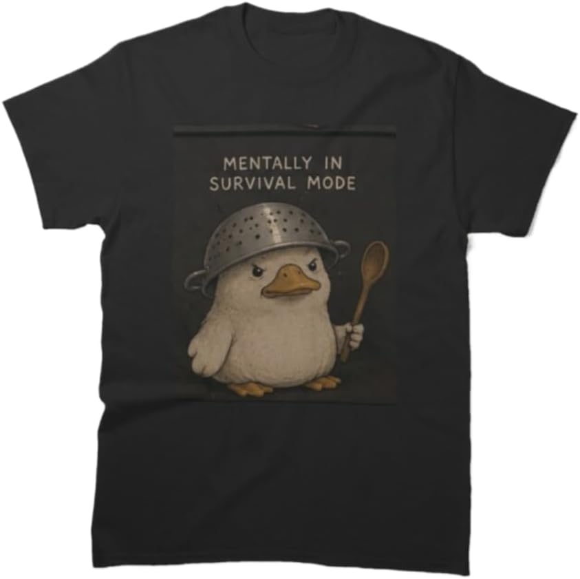 

Funny Mentally in Survival Mode Duck Cartoon Graphic T-Shirt Unisex 100% Cotton Crew Neck Short Sleeve Casual Tee 5XL різнокольоровий