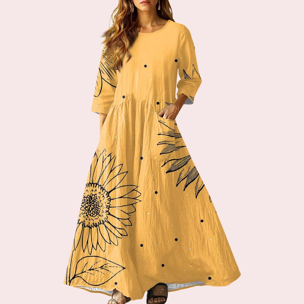 Women's Retro Ethnic Style Ribbon Embroidered Sleeveless Linen V-neck Maxi Dress