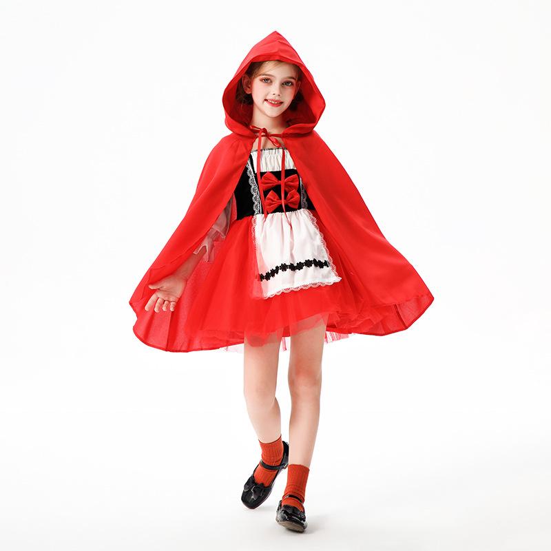 Halloween children's costume Christmas costume Little Red Riding Hood shawl cape pastoral farm style girl cos show costume