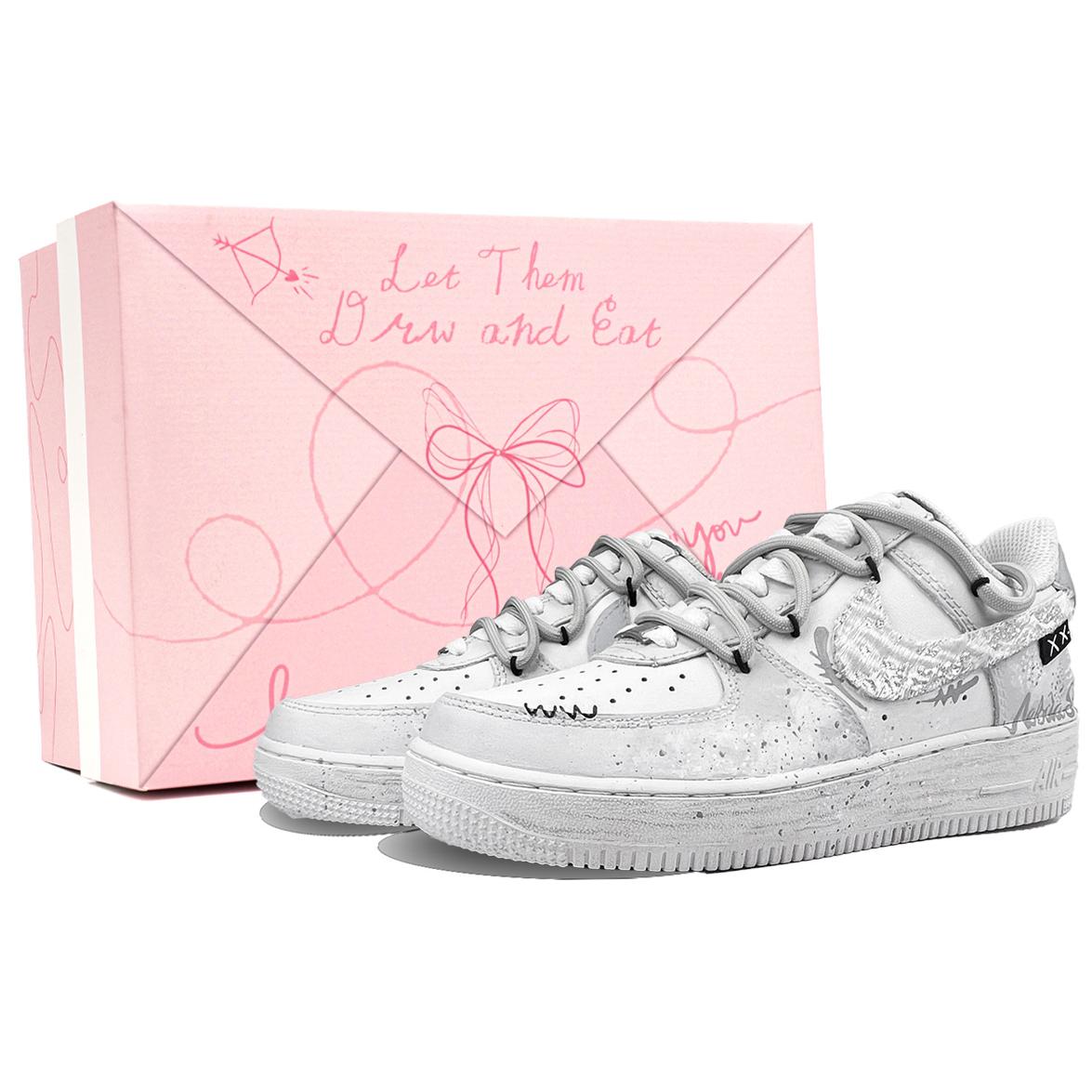 

Nike Air Force 1 Nebula, Footprint Creation Abrasion Resistant Low top Skateboard Shoes Unisex Gray White CW2288-111(Team726--SBOX) 35.5
