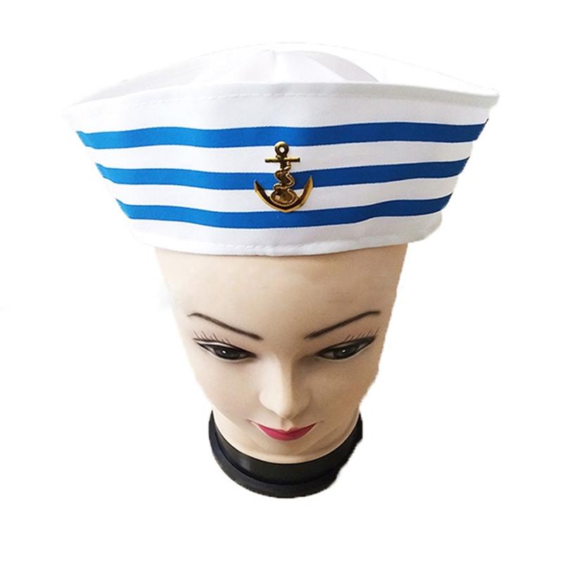 Fashion White Captain Sailor Hat Fancy Cosplay Hat Marine Captain Cap Military Hat for Travel Beach Dance Bar Cosplay
