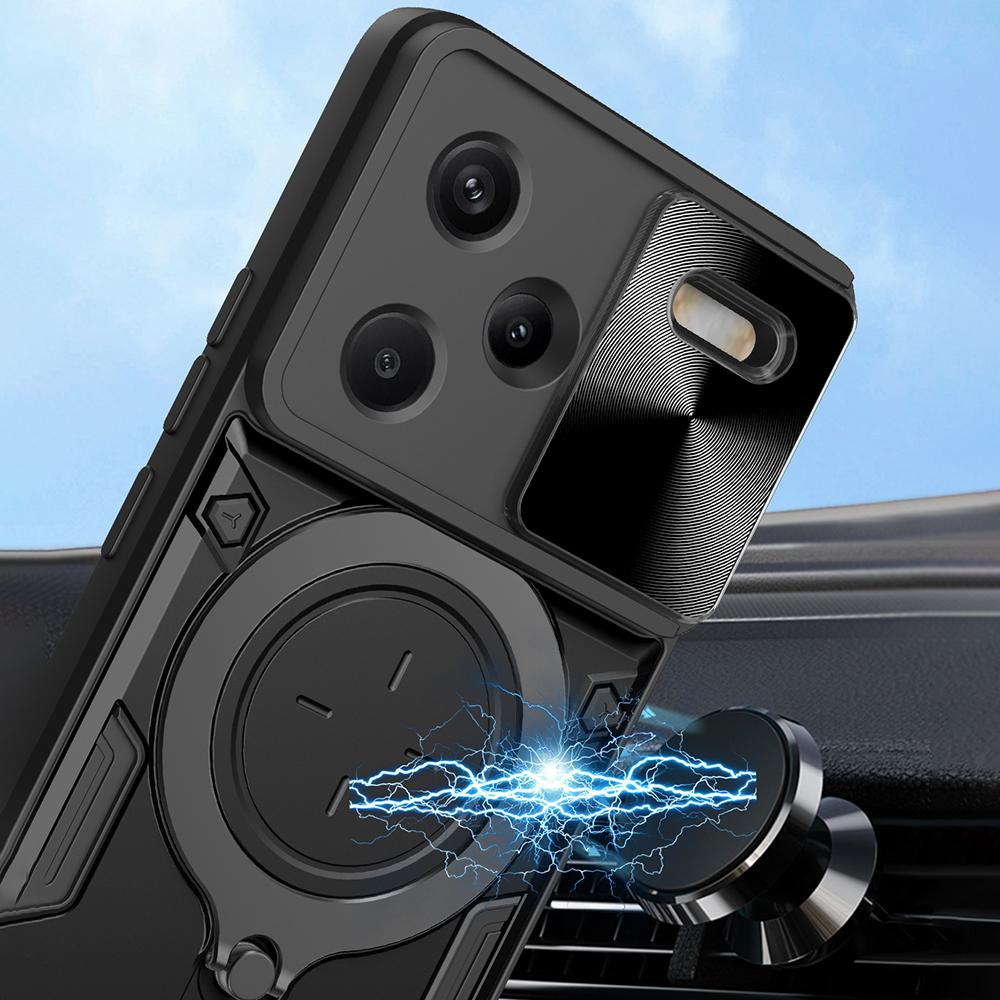 Funda for Redmi Note 13 / 13 Pro Plus 5G Case for Xiaomi Redmi Note 13 Pro 4G Case Slide Camera Armor Magnetic Ring Stand Cover