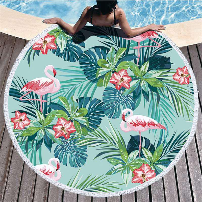 Seria Flamingi Ultra-Delikatne Włókno Ręcznik Plażowy i Mata Wewnętrzna/Zewnętrzna