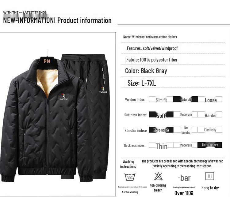 Woodpecker Men's Thickened Lamb Wool Suit: Autumn/Winter Plus Velvet Warm Jacket & Casual Long Pants