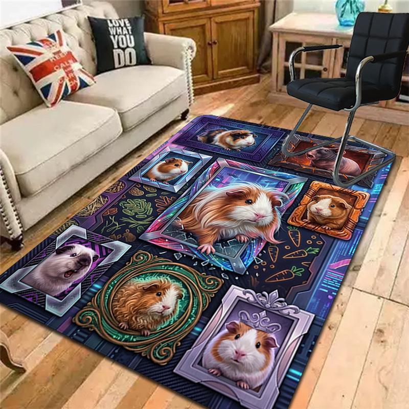 Guinea Pig Portraits Pattern Rug Floor Mat for Living Room or Bedroom Soft and Comfortable Carpet a Gift for Birthday and Holiday.