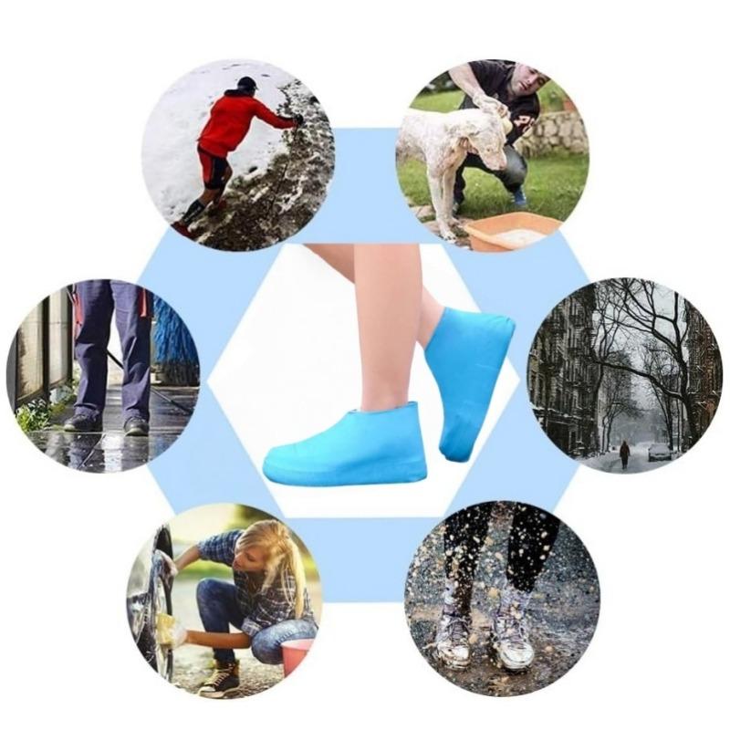 1 Pair Silicone Waterproof Shoe Covers Lip-Resistant Rubber Rain Boot Rain Gear Overshoes Accessories For Outdoor Rainy Day Set
