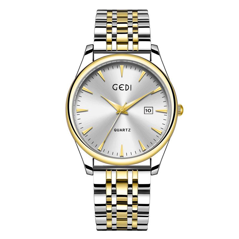 Couple Classic Steel Belt Watch Simple High-End Calendar Waterproof Quartz Watch High-Value Watch