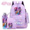 4 Adet/set KPOP Sırt Çantası El Çantası Kalemlik 750Ml Matara Genç Erkek Kız İçin Büyük Kapasiteli Kitap Çantası Karikatür Baskılı Okul Çantası Mochila