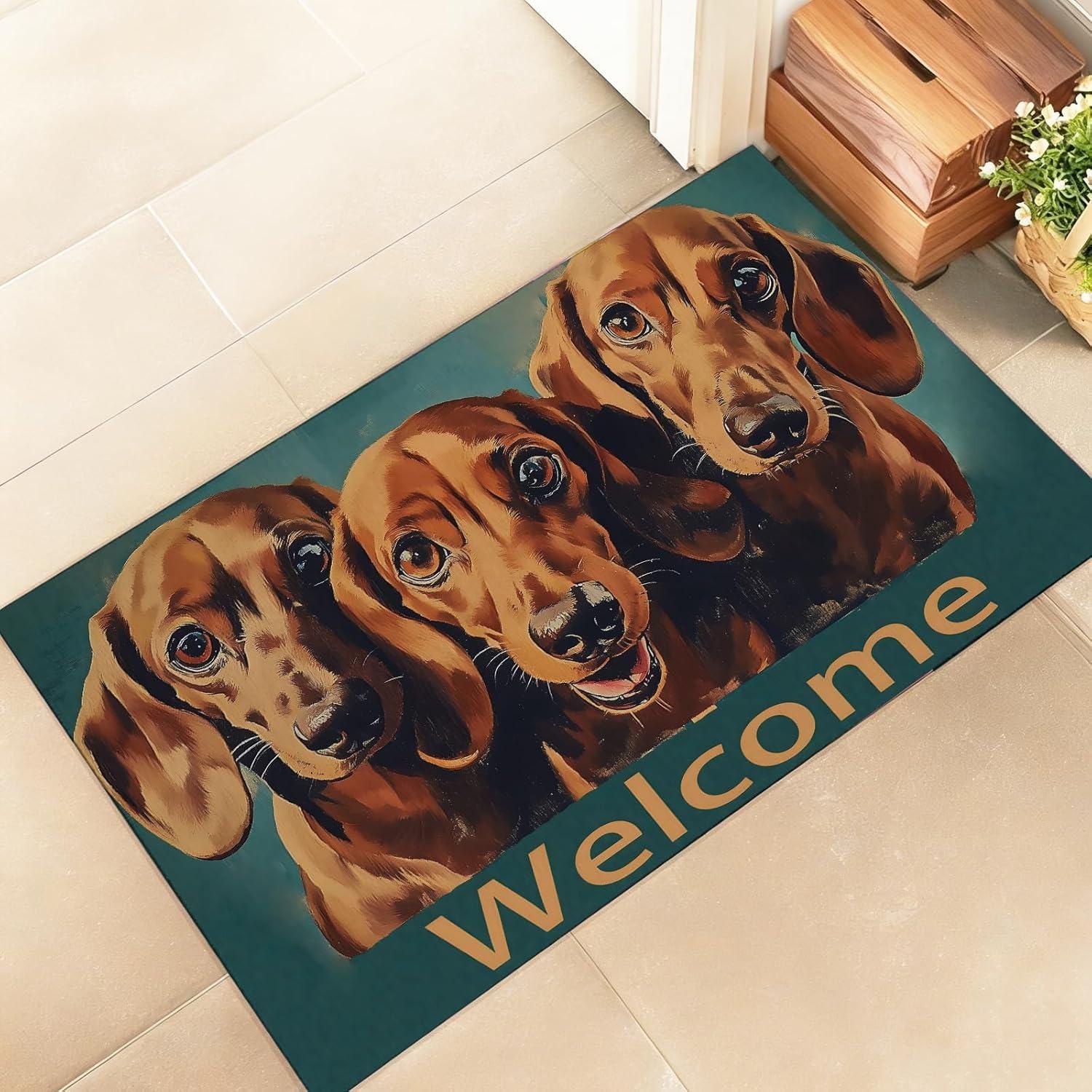 

German Shepherd Welcome Door Mat Pet Portrait Dog Pattern Entrance Rug Non-slip Home Decor Carpet for Hallway Entryway Bedroom 30x50cm