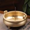 Incense Burner for Buddhist Altars, Pure Copper Incense Burner with Ash Spill Prevention (10cm Diameter, 5cm Height), Thick, Stable, and Unbreakable,