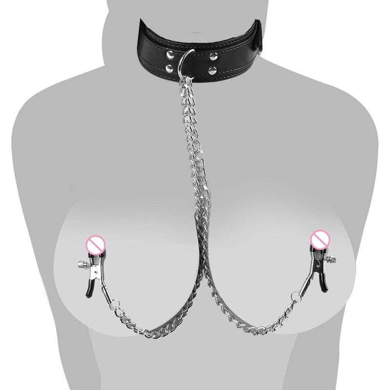 Leather Collar Nipple Clip For Women Alternative Fetish Play Toys Adjustable Bondage Accessories Sensual Stimulation Adult Products