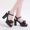 (Factory) High-heeled sandals women's thick-heeled waterproof table new soft leather thick-soled heightened comfortable and light women's shoes