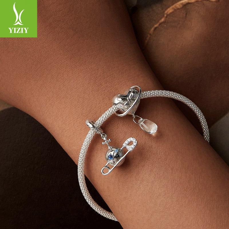 Universe Alien Planet Diy Bracelet Pendant Accessories, Personalized Futuristic S925 Sterling Silver Beads