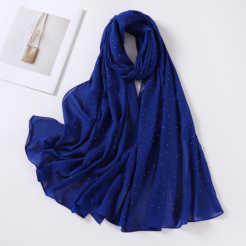 Imitation Pearls Rhinestones Scarves Shawls Women Long Scarf Neckerchief Tudung Bawal Veil Turban Bandana Muslim Hijab Headscarf