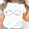 Letter Cartoon Love and Heart Graphic Print T-shirt Short Sleeve Crew Neck Top Tee  Women's Clothing