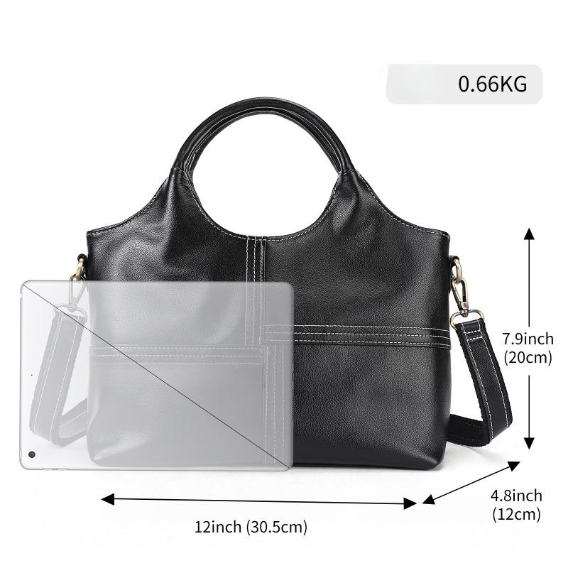 Genuine Leather Single-shoulder Bag Fashionable Top-grain Cowhide Texture Handbag Large-capacity Versatile Commuting Bag