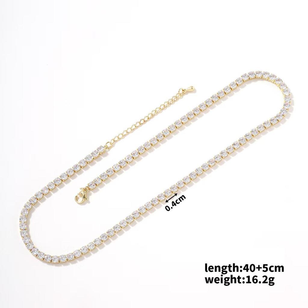 Bunte Zirkon Hip Hop Halskette: Einreihige Kristallkette Modeschmuck für Damen