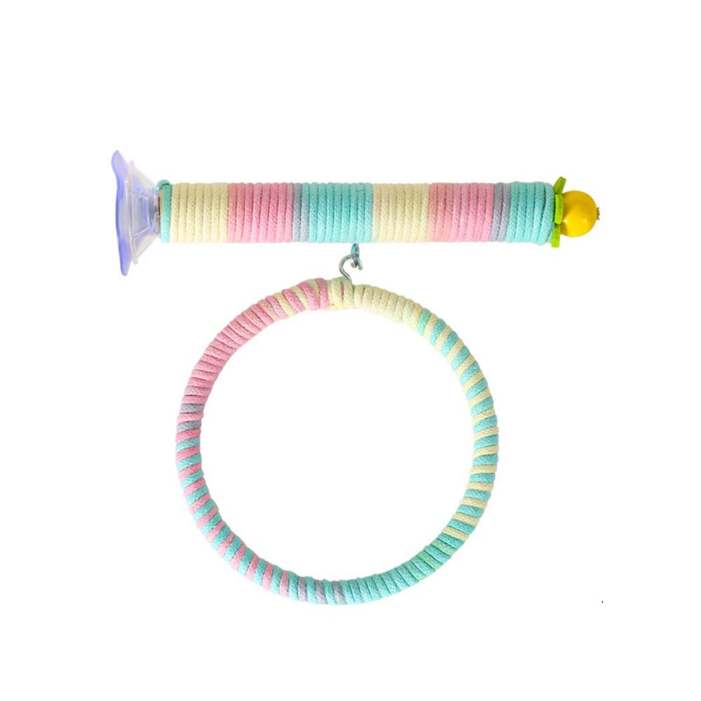 Comfortable Grip Suction Cup Swing Set Linen Rope Hanging Bird Standing Perch Parrot Toy